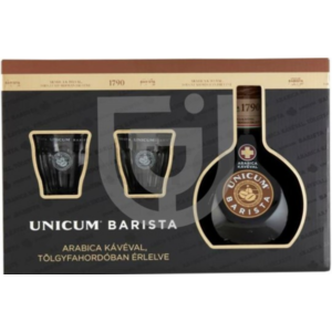 Unicum Barista keserűlikőr 0,7l 34,5%, díszdoboz + 2 pohár