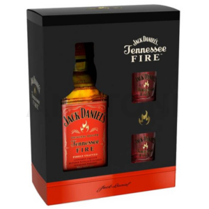 Jack Daniel's Fire whiskey fahéj ízesítéssel 0,7l 35%, 2 pohárral, díszdobozban