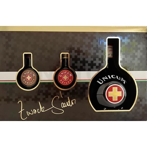 Zwack Unicum keserűlikőr 0,7l 40% + 0,04l Barista + 0,04l Szilva, díszdoboz