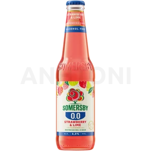 Somersby Strawberry & Lime palackos almabor, eper-lime ízesítéssel, alkoholmentes 0,33l DRS