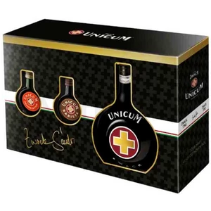 Zwack Unicum keserűlikőr 0,7l 40% + 0,04l Barista + 0,04l Orange, díszdoboz