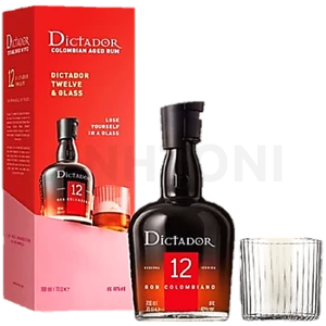 Dictador rum 0,7l 12 éves 40%, díszdoboz 1 pohárral