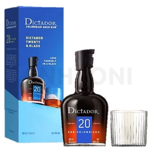 Dictador rum 0,7l 20 éves 40%, díszdoboz 1 pohárral