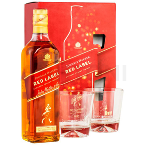 Johnnie Walker Red whisky 0,7l 40% díszdobozban, 2 db pohárral