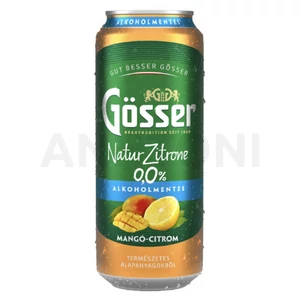 Gösser Natur alkoholmentes dobozos sör, mangó-citrom ízesítéssel 0,5l DRS