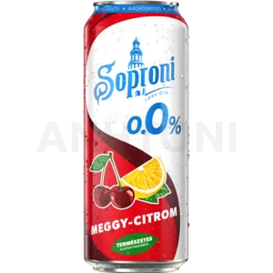 Soproni 0.0% alkoholmentes dobozos sör, meggy-citrom ízesítéssel 0,5l DRS