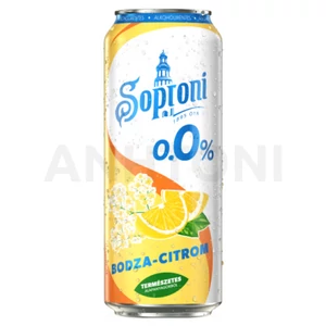 Soproni 0.0% alkoholmentes dobozos sör, bodza-citrom ízesítéssel 0,5l DRS