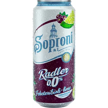 Soproni Radler alkoholmentes dobozos sör, fekete ribizli-lime ízesítéssel 0,5l