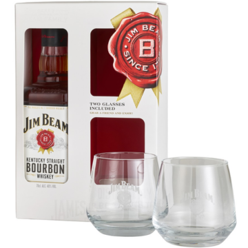 Jim Beam whiskey 0,7l 40%, díszdoboz + 2 pohár