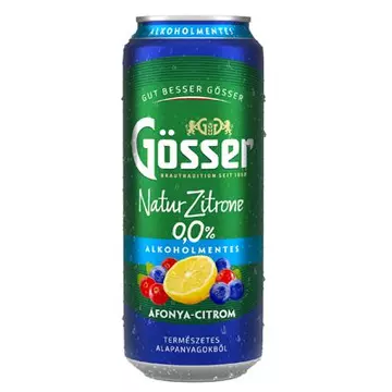 Gösser Natur alkoholmentes dobozos sör, áfonya-citrom ízesítéssel 0,5l DRS