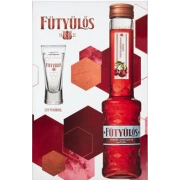 Fütyülös meggy likőr mézzel 0,5l 24,5% DRS, díszdoboz + pohár