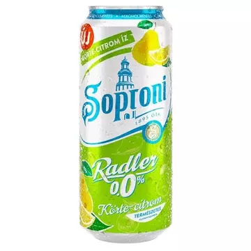 Soproni Radler Zero alkoholmentes dobozos sör, körte-citrom ízesítéssel 0,5l