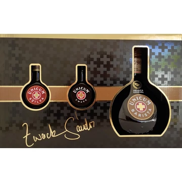 Zwack Unicum Barista keserűlikőr 0,7l 40% + 0,04l Unicum + 0,04l Szilva, díszdoboz
