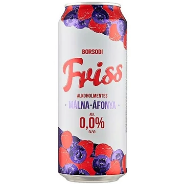Borsodi Friss alkoholmentes dobozos sör, málna-áfonya ízesítéssel 0,5l DRS Borsodi Friss alkoholmentes dobozos sör, málna-áfonya ízesítéssel 0,5l DRS