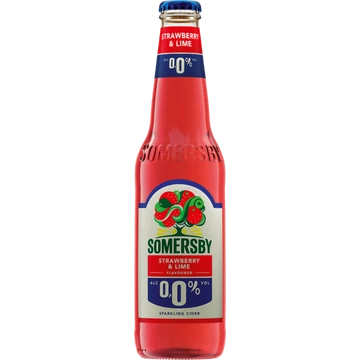 Somersby Strawberry &amp; Lime palackos almabor, eper-lime ízesítéssel, alkoholmentes 0,33l DRS