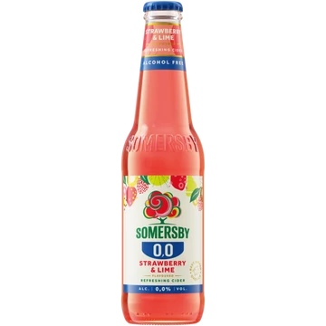 Somersby Strawberry & Lime palackos almabor, eper-lime ízesítéssel, alkoholmentes 0,33l DRS