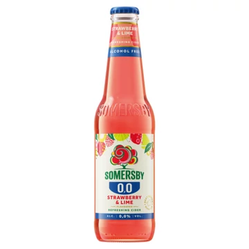 Somersby Strawberry &amp; Lime palackos almabor, eper-lime ízesítéssel, alkoholmentes 0,33l DRS