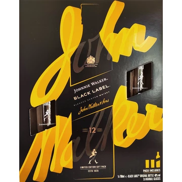 Johnnie Walker Black Label whisky 0,7l 40% DRS, díszdoboz + 2 pohár