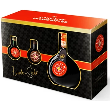 Zwack Unicum keserűlikőr 0,7l 40% + 0,04l Barista + 0,04l Orange, díszdoboz