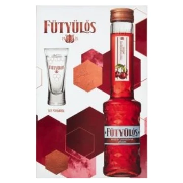 Fütyülös meggy likőr mézzel 0,5l 24,5% DRS, díszdoboz + pohár