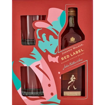 Johnnie Walker Red Label whisky 0,7l 40% DRS, díszdoboz + 2 pohár