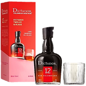 Dictador rum 0,7l 12 éves 40%, díszdoboz 1 pohárral