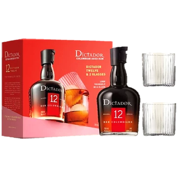 Dictador rum 0,7l 12 éves 40%, díszdoboz 1 pohárral