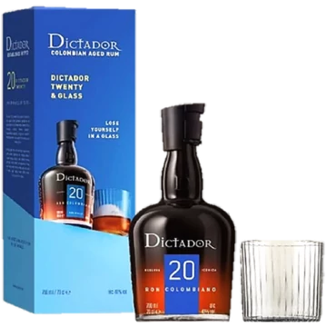 Dictador rum 0,7l 20 éves 40%, díszdoboz 1 pohárral