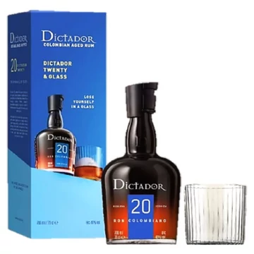 Dictador rum 0,7l 20 éves 40%, díszdoboz 1 pohárral