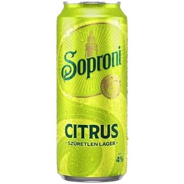 Soproni szűretlen citrus dobozos sör 0,5l DRS