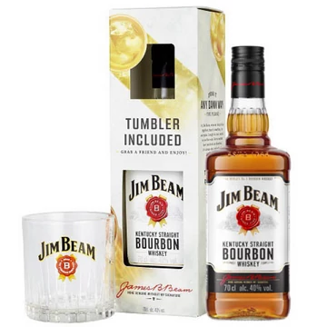 Jim Beam whiskey 0,7l 40%, díszdoboz + pohár