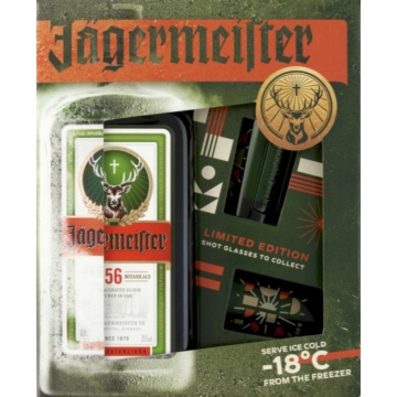 Jägermeister keserűlikőr 0,7l 35%, díszdoboz +2 pohár