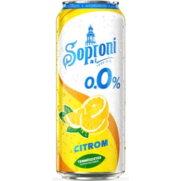 Soproni 0.0% alkoholmentes dobozos sör, citrom ízesítéssel 0,5l DRS Soproni 0.0% alkoholmentes dobozos sör, citrom ízesítéssel 0,5l DRS