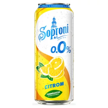 Soproni 0.0% alkoholmentes dobozos sör, citrom ízesítéssel 0,5l DRS