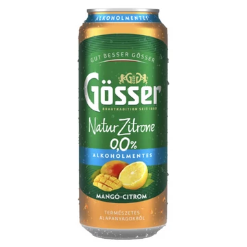 Gösser Natur alkoholmentes dobozos sör, mangó-citrom ízesítéssel 0,5l DRS
