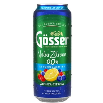 Gösser Natur alkoholmentes dobozos sör, áfonya-citrom ízesítéssel 0,5l DRS Gösser Natur alkoholmentes dobozos sör, áfonya-citrom ízesítéssel 0,5l DRS