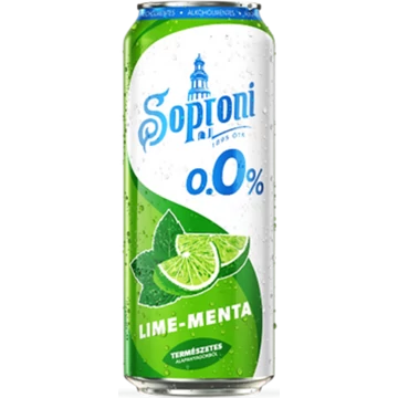 Soproni 0.0% alkoholmentes dobozos sör, lime-menta ízesítéssel 0,5l DRS Soproni 0.0% alkoholmentes dobozos sör, lime-menta ízesítéssel 0,5l DRS