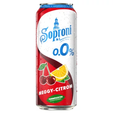 Soproni 0.0% alkoholmentes dobozos sör, meggy-citrom ízesítéssel 0,5l DRS