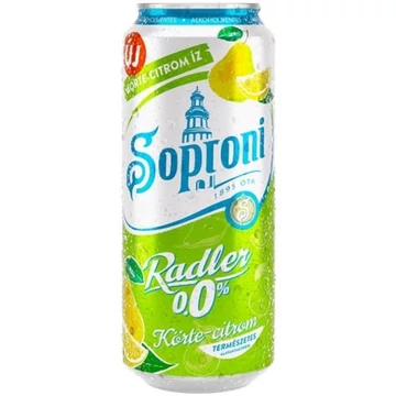 Soproni Radler Zero alkoholmentes dobozos sör, körte-citrom ízesítéssel 0,5l DRS