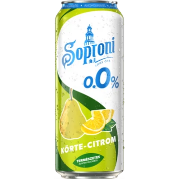 Soproni 0.0% alkoholmentes dobozos sör, körte-citrom ízesítéssel 0,5l DRS