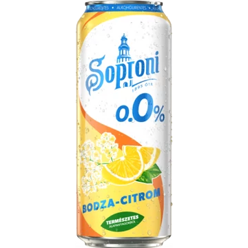 Soproni 0.0% alkoholmentes dobozos sör, bodza-citrom ízesítéssel 0,5l DRS Soproni 0.0% alkoholmentes dobozos sör, bodza-citrom ízesítéssel 0,5l DRS