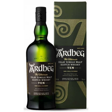 Ardbeg whisky 0,7l 10 éves 46%, díszdoboz