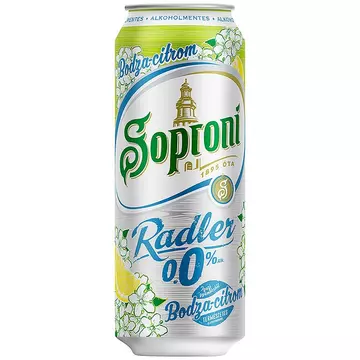 Soproni Radler alkoholmentes dobozos sör, bodza-citrom ízesítéssel 0,5l DRS