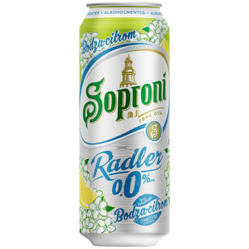 Soproni Radler alkoholmentes dobozos sör, bodza-citrom ízesítéssel 0,5l